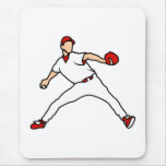 Pitcher red white mouse pad