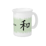 Pitchers With Chinese Symbol For Peace On Mat pitchers