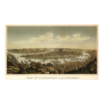 Pitsburgh birdseye map - 1874 (Krebs) BigMapBlog posters