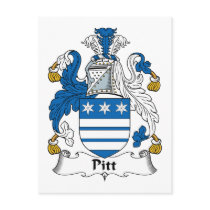 Pitt Family Crest postcards by coatsofarms Pitt Family Crest postcards