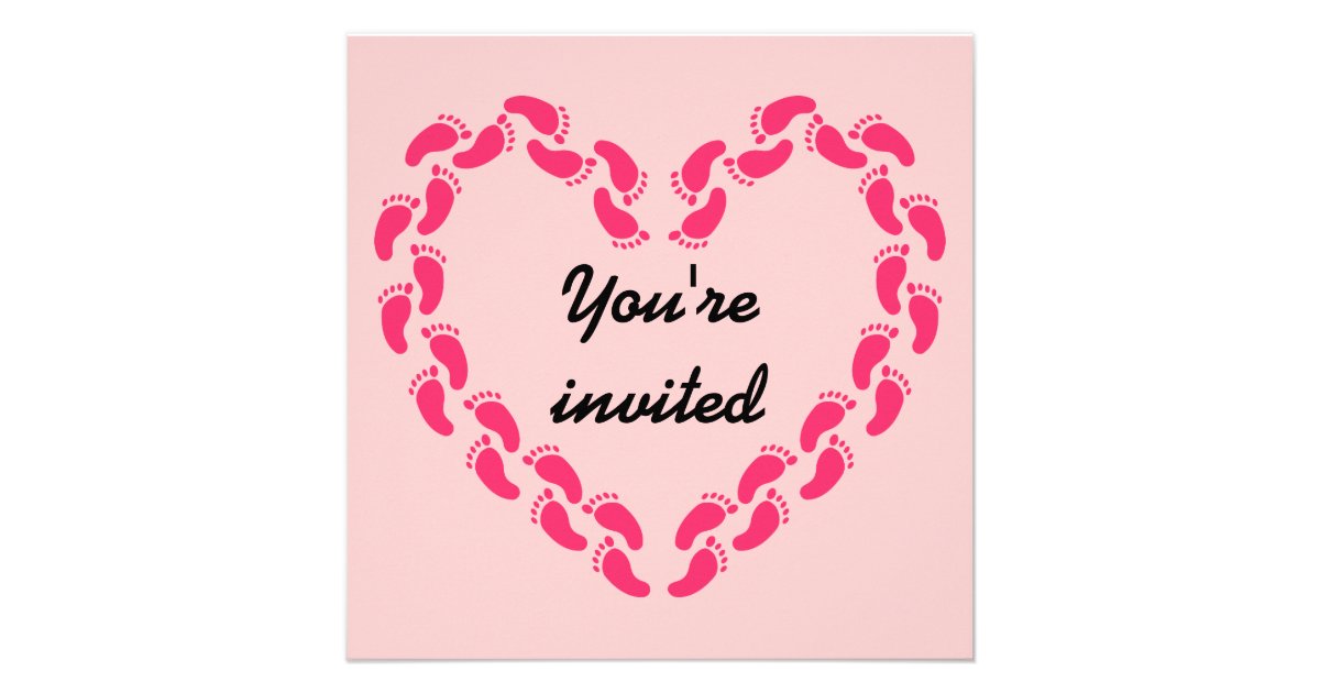 Pitter patter of little feet foot prints(Pink) Custom Announcements