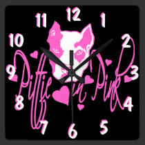 Pittie in Pink Wall Clock wall clocks