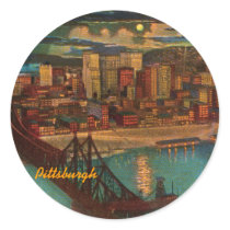 Pittsburgh By Moonlight Vintage Stickers
