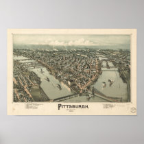 Pittsburgh Pennsylvania 1902 Antique Panoramic Map posters