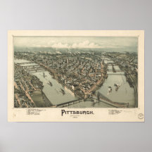 Pittsburgh Pennsylvania 1902 Antique Panoramic Map Print