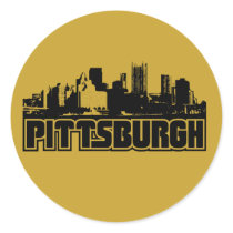 Pittsburgh Skyline Round Stickers