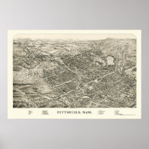 Pittsfield, MA Panoramic Map - 1899 Print