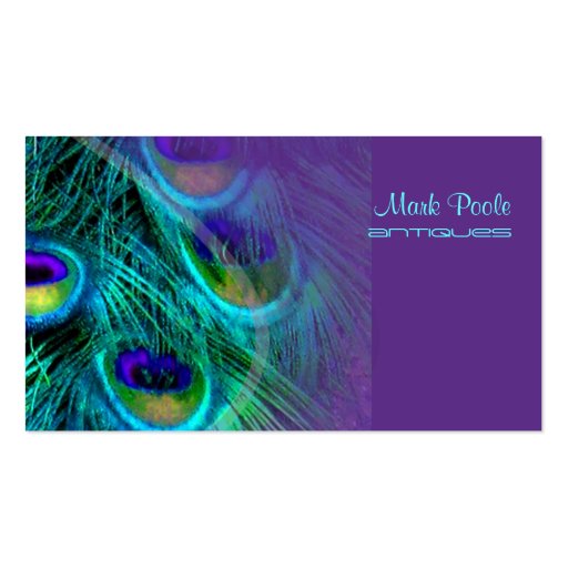 PixDezine peacock feather/teal+purple Business Cards (front side)