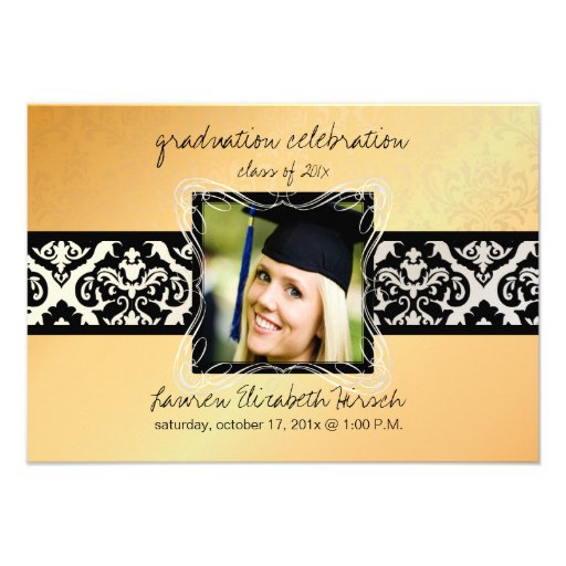 PixDezines 2012 graduation/Damask/gold tone Personalized Announcement (front side)