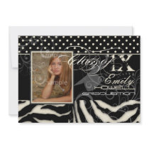 PixDezines 2012 Graduation/zebra+polka dots Personalized Announcements