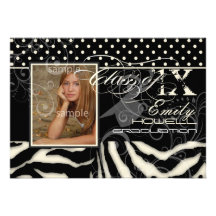 PixDezines 2012 Graduation/zebra+polka dots Personalized Announcements