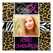 PixDezines 2013 Grads, cheetah+zebra/diy colors Personalized Invite