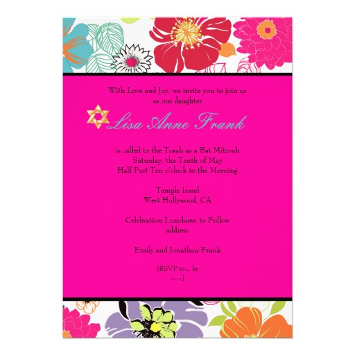 PixDezines Alegre, Bat Mitzvah/ DIY color Invite