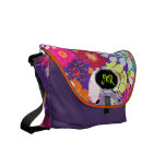 PixDezines Alegre Floral/DIY purple background rickshaw messenger bags