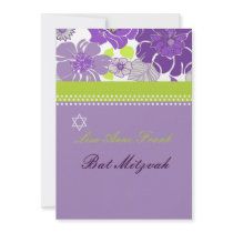 PixDezines Alegre retro floral, Bat Mitzvah Personalized Invitation