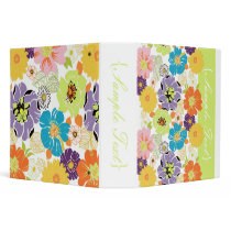 PixDezines Alegre, Retro Floral 3 Ring Binders