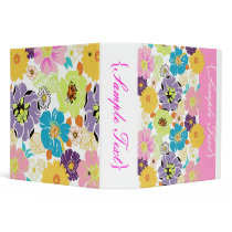 PixDezines Alegre, Retro Floral 3 Ring Binders