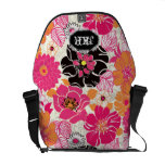 PixDezines Alegre retro floral/DIY background rickshaw messenger bags