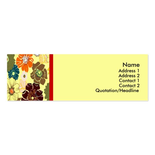 PixDezines alegre retro foral, DIY background Business Card Template (front side)