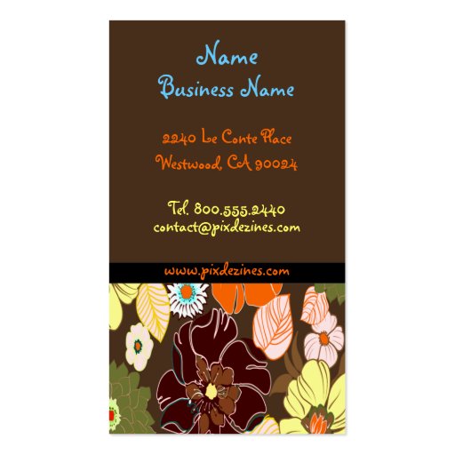 PixDezines alegre retro foral, DIY background Business Card (front side)