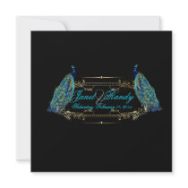 PixDezines aqua peacocks/DIY color Custom Announcements