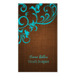 PixDezines aqua swirls/faux linen Business Card Templates