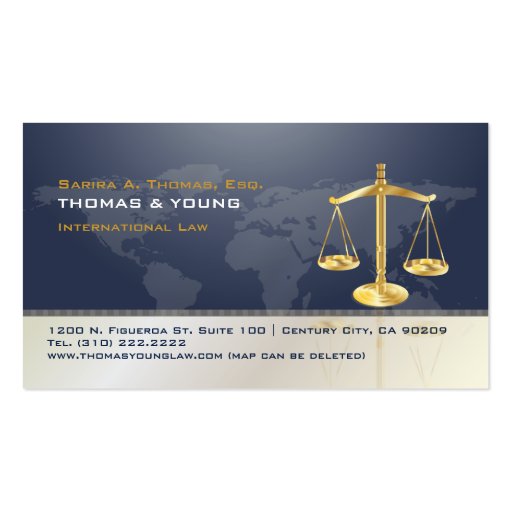 PixDezines attorney, world map Business Card Template (back side)