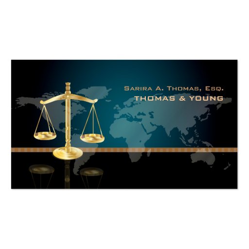 PixDezines attorney, world map Business Card Templates (front side)