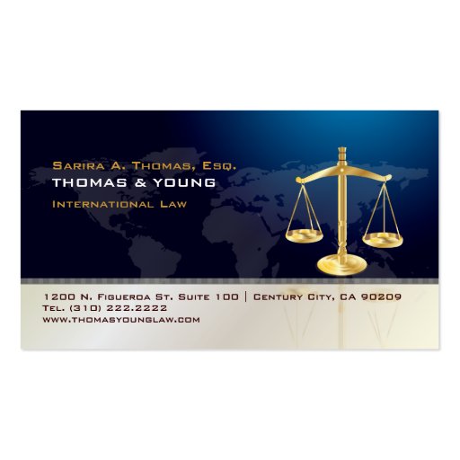 PixDezines attorney, world map Business Cards (back side)