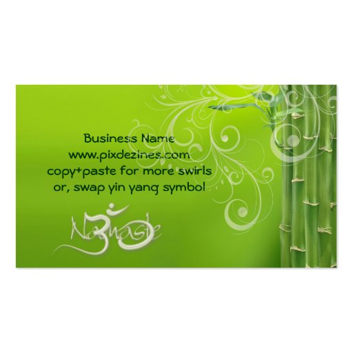 PixDezines Bamboo + pearly swirls Business Card Template (back side)