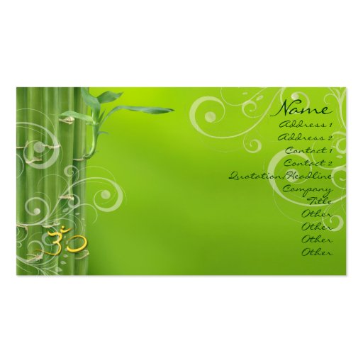 PixDezines Bamboo + pearly swirls Business Card Template (front side)