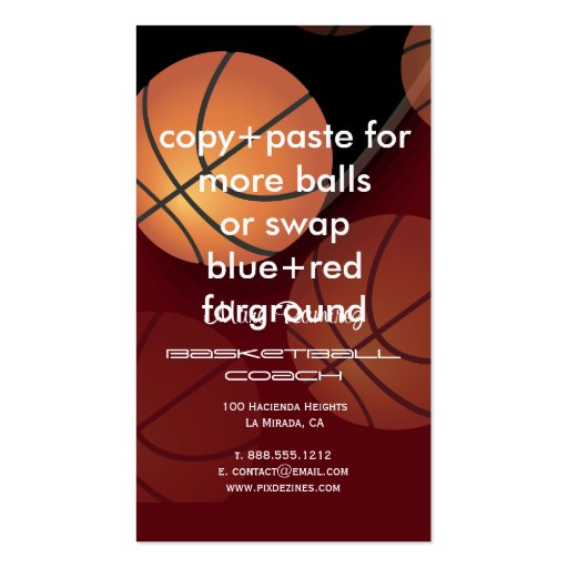 PixDezines Basketball cards/DIY background colors! Business Cards (back side)