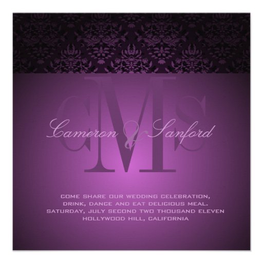 PixDezines bijoux damask /plum Personalized Announcements