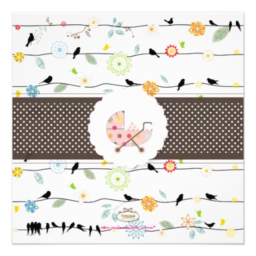 PixDezines Birds On Wires+Minidots baby shower/DIY Custom Invitation