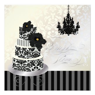 PixDezines Black+White Wedding Cake Bridal Shower Custom Invite