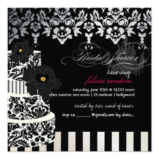 PixDezines Black+White Wedding Cake Bridal Shower Custom Invite