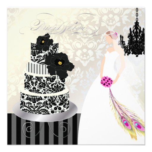 PixDezines Black+White Wedding Cake Invitation