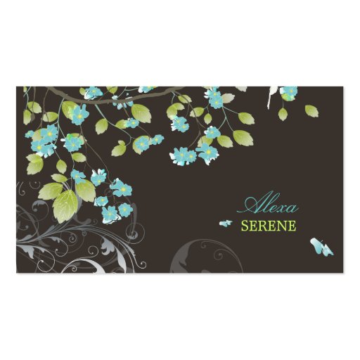 PixDezines blossoms+swirls/diy colors Business Card Template (front side)