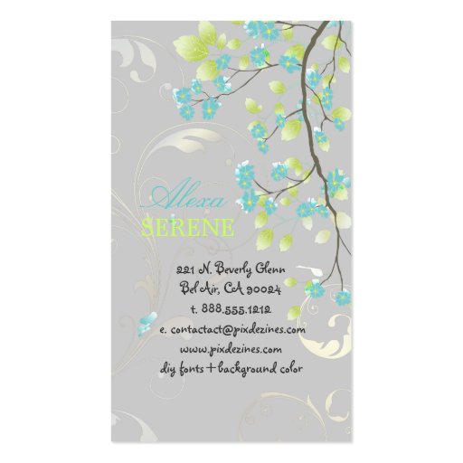 PixDezines blossoms+swirls/diy colors Business Card Template (back side)
