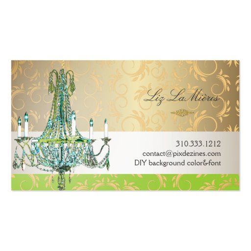 PixDezines blue crystal chandelier/DIY color Business Cards (back side)
