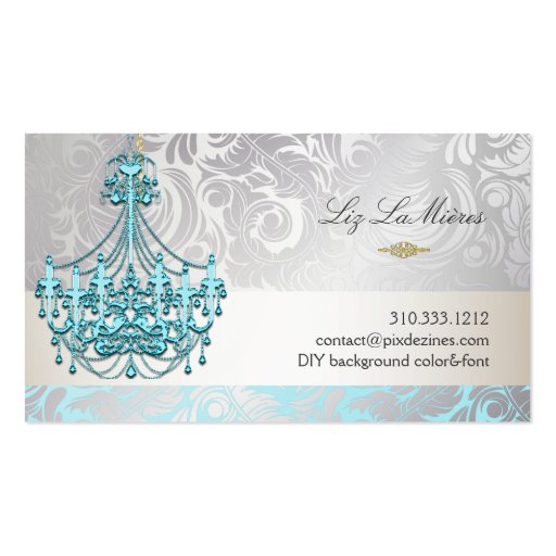PixDezines blue crystal chandelier/DIY color Business Card Templates (back side)