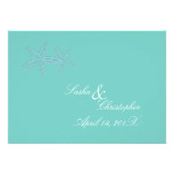 PixDezines Blue Starfish Wedding Invitations