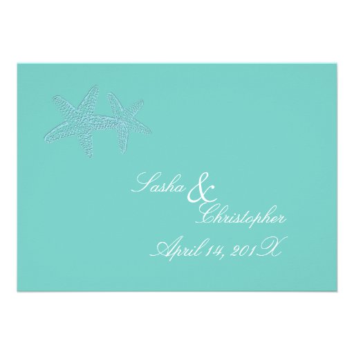 PixDezines Blue Starfish Wedding Invitations