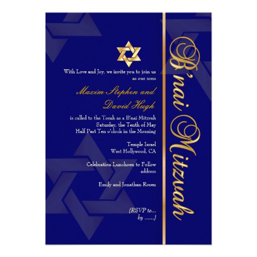 PixDezines Bnai Mitzvah/dark blue/gold/diy color Custom Invitation