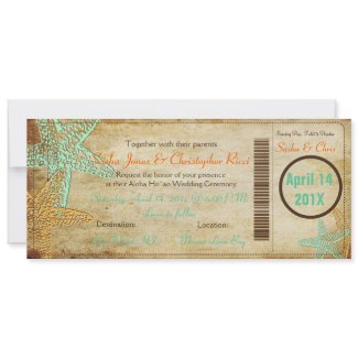 PixDezines Boarding Pass+Beach Wedding Invitations