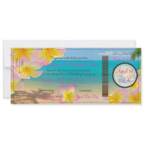 PixDezines Boarding Pass Pink Plumerias+beach Personalized Invitations