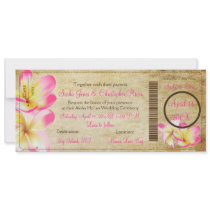 PixDezines Boarding Pass Pink Plumerias Custom Invitation