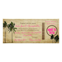 PixDezines Boarding Pass/vintage twin palms Custom Invitations