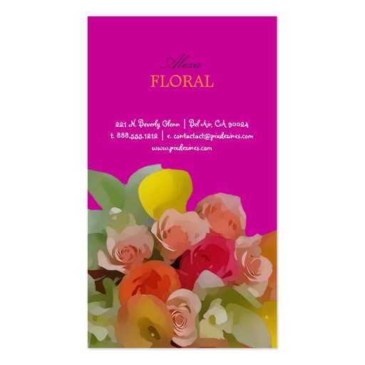PixDezines Bridal Bouquet, florists/diy colors Business Card (back side)