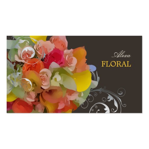 PixDezines Bridal Bouquet, florists/diy colors Business Card (front side)